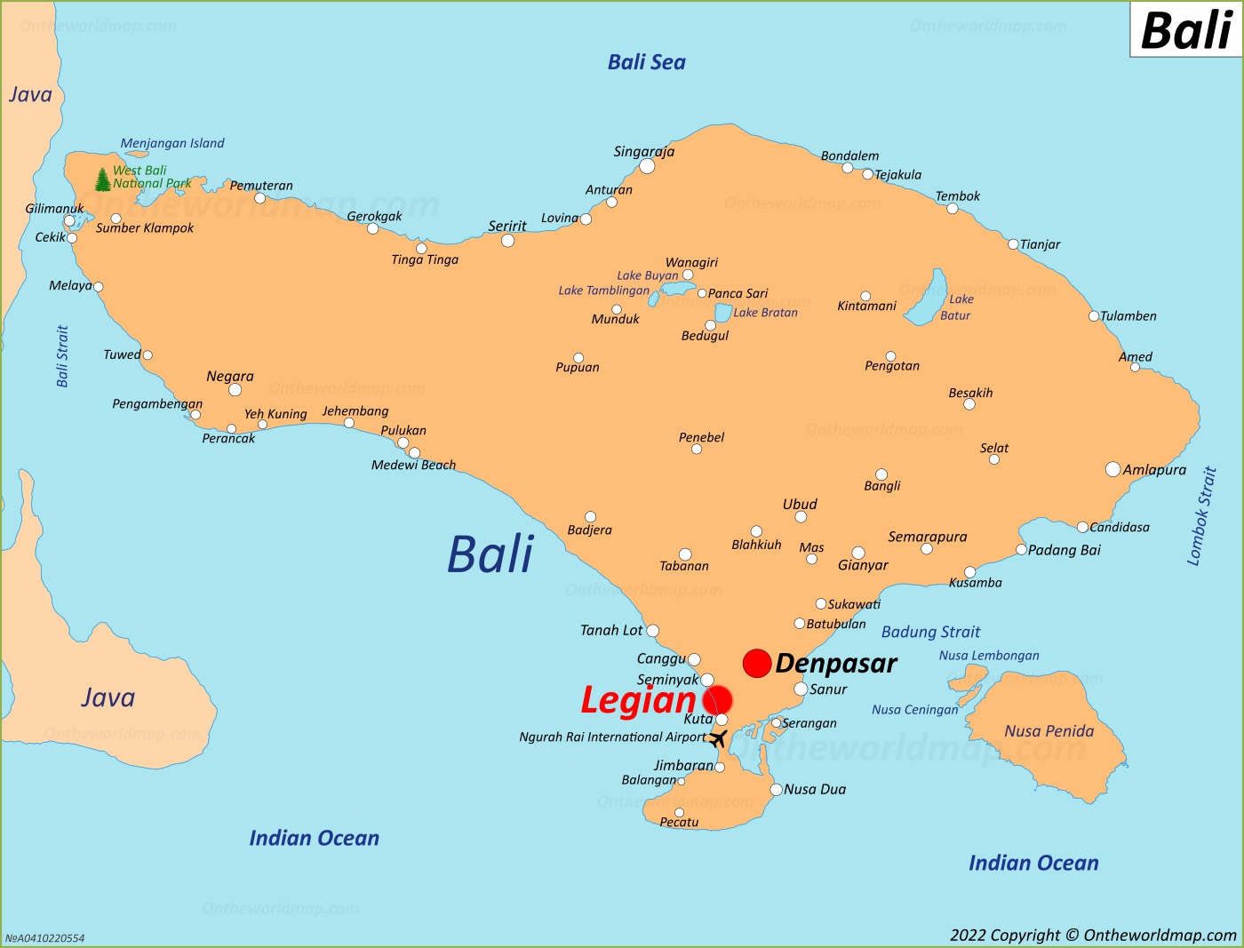 Legian Location On The Bali Map