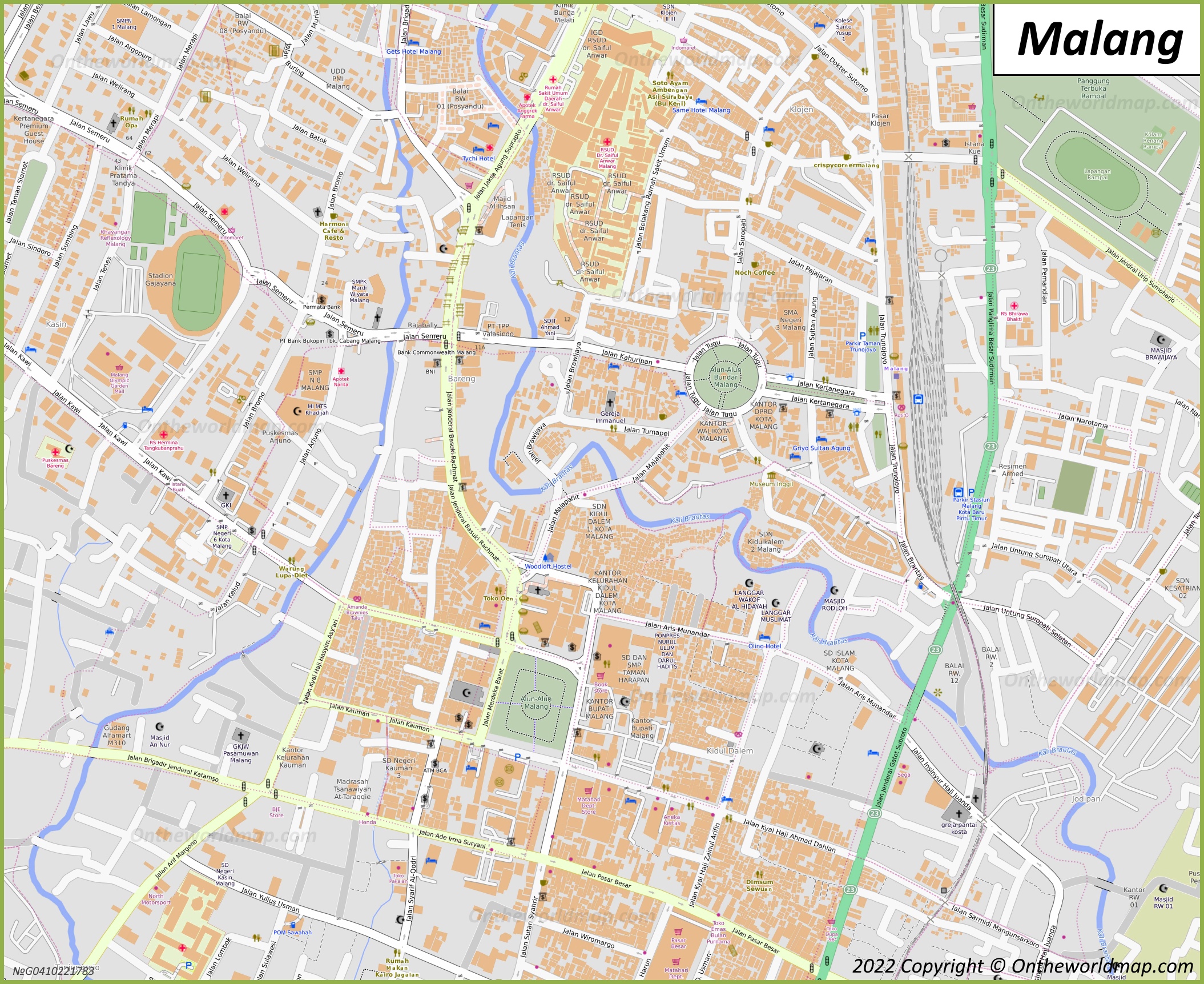 Malang City Centre Map