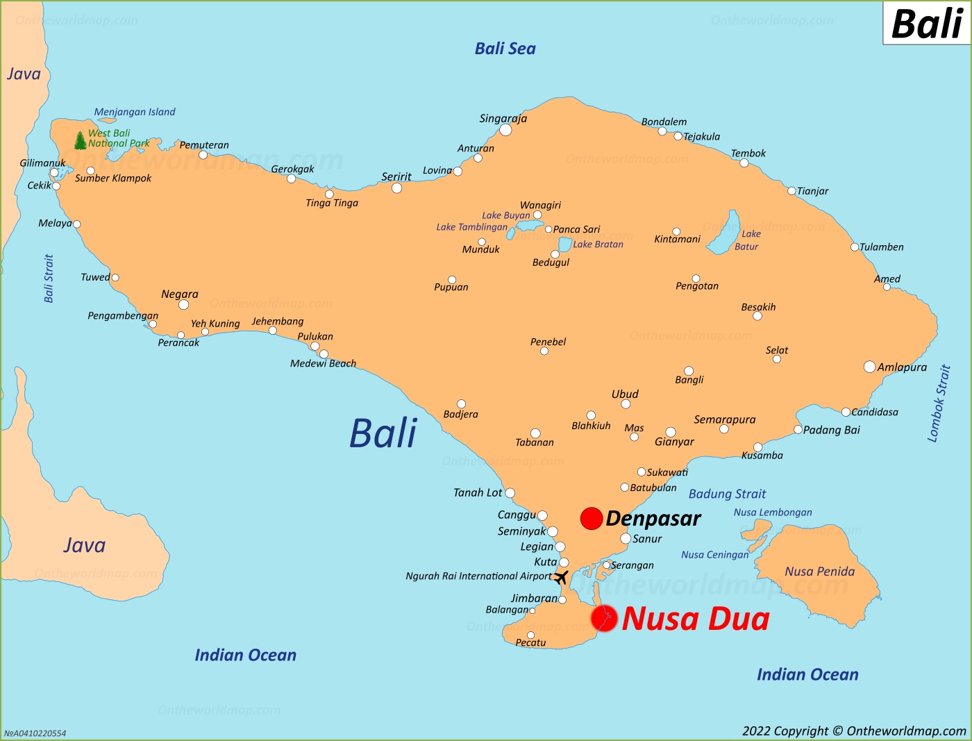 Nusa Dua Location On The Bali Map