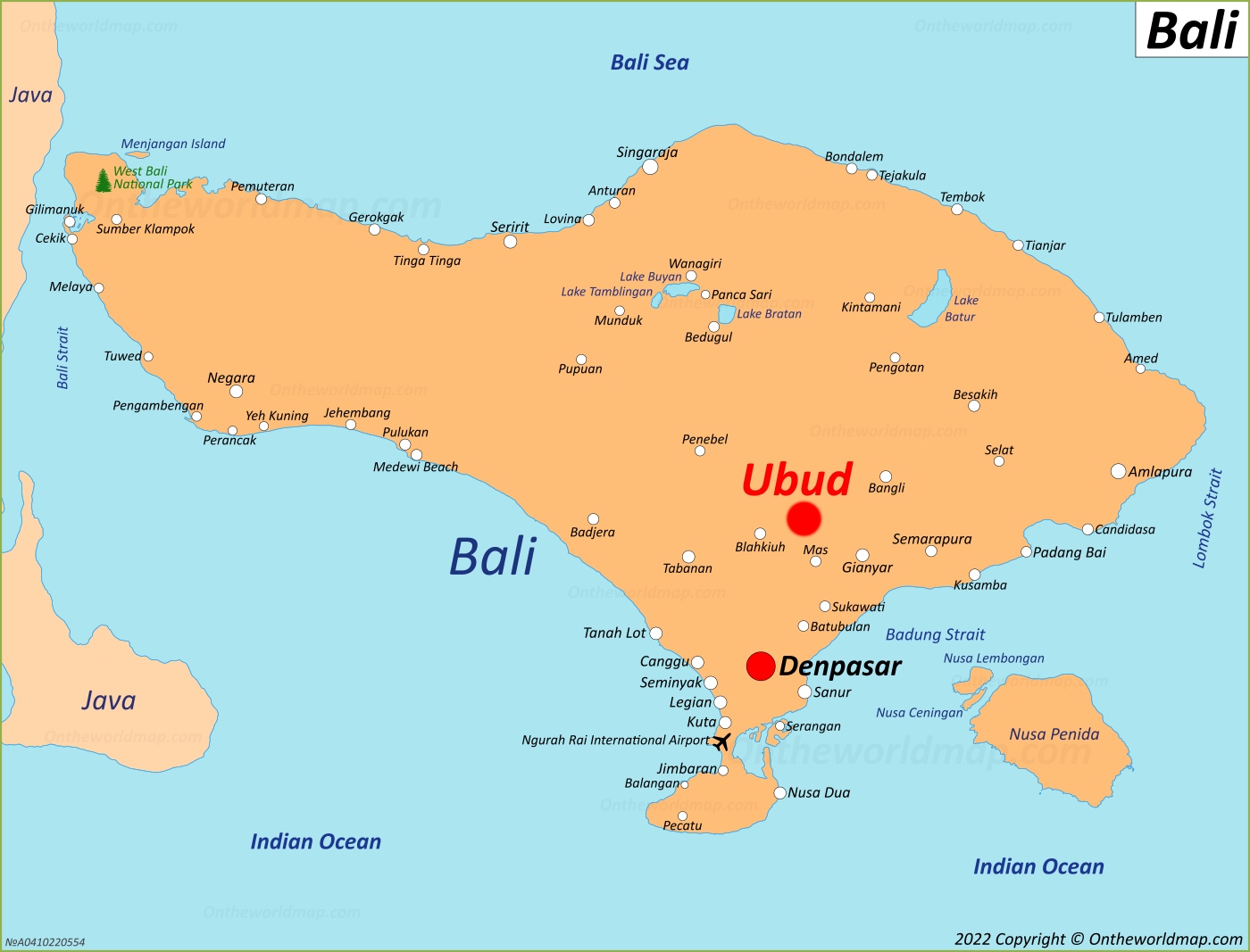 Ubud Location On The Bali Map