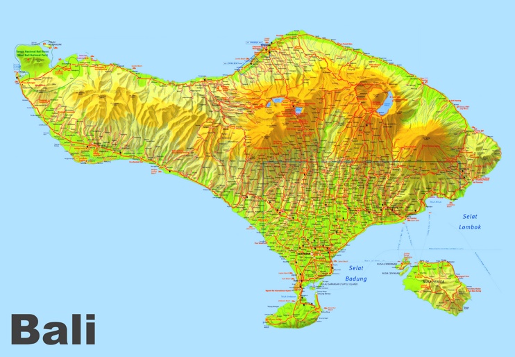 Large detailed map of Bali