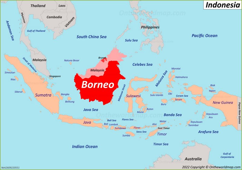 Borneo location on the Indonesia map