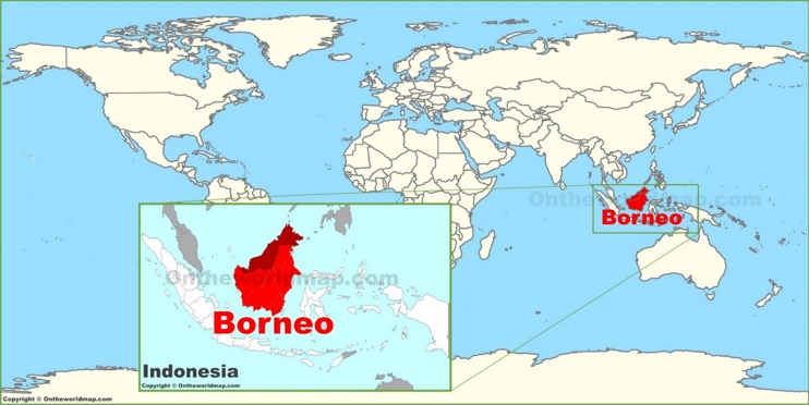 Borneo on the World Map