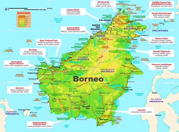 Borneo tourist map