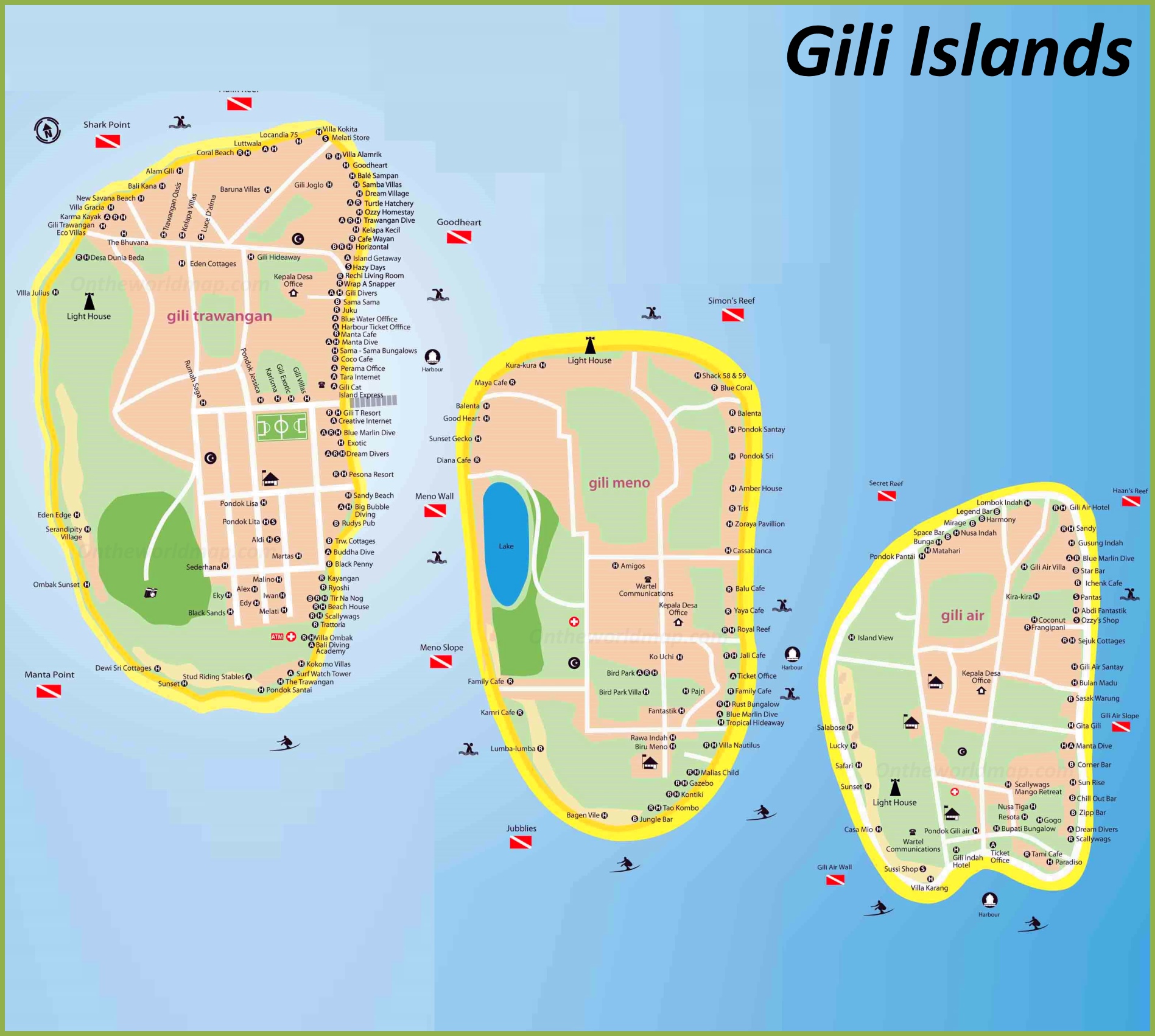 Gili Islands Tourist Map