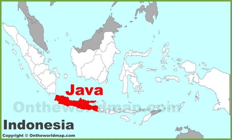 Java location on the Indonesia map