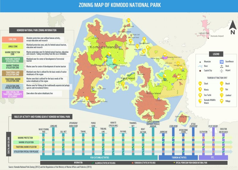 Komodo Island Map Indonesia Detailed Maps Of Komodo Island And   Zoning Map Of Komodo National Park Max 