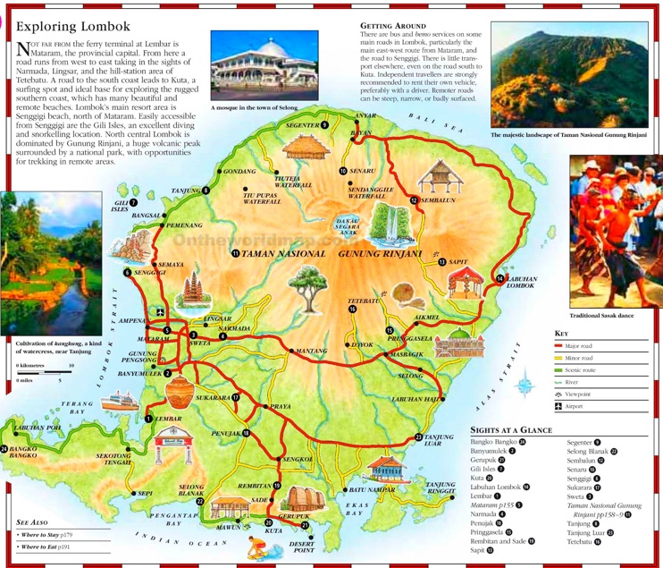 Lombok tourist map
