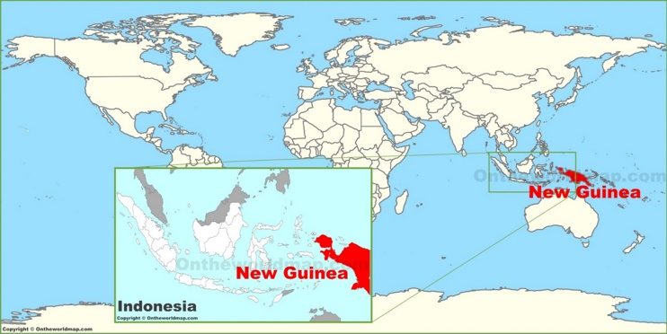New Guinea on the World Map