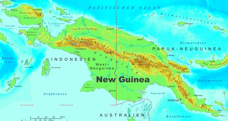 New Guinea physical map