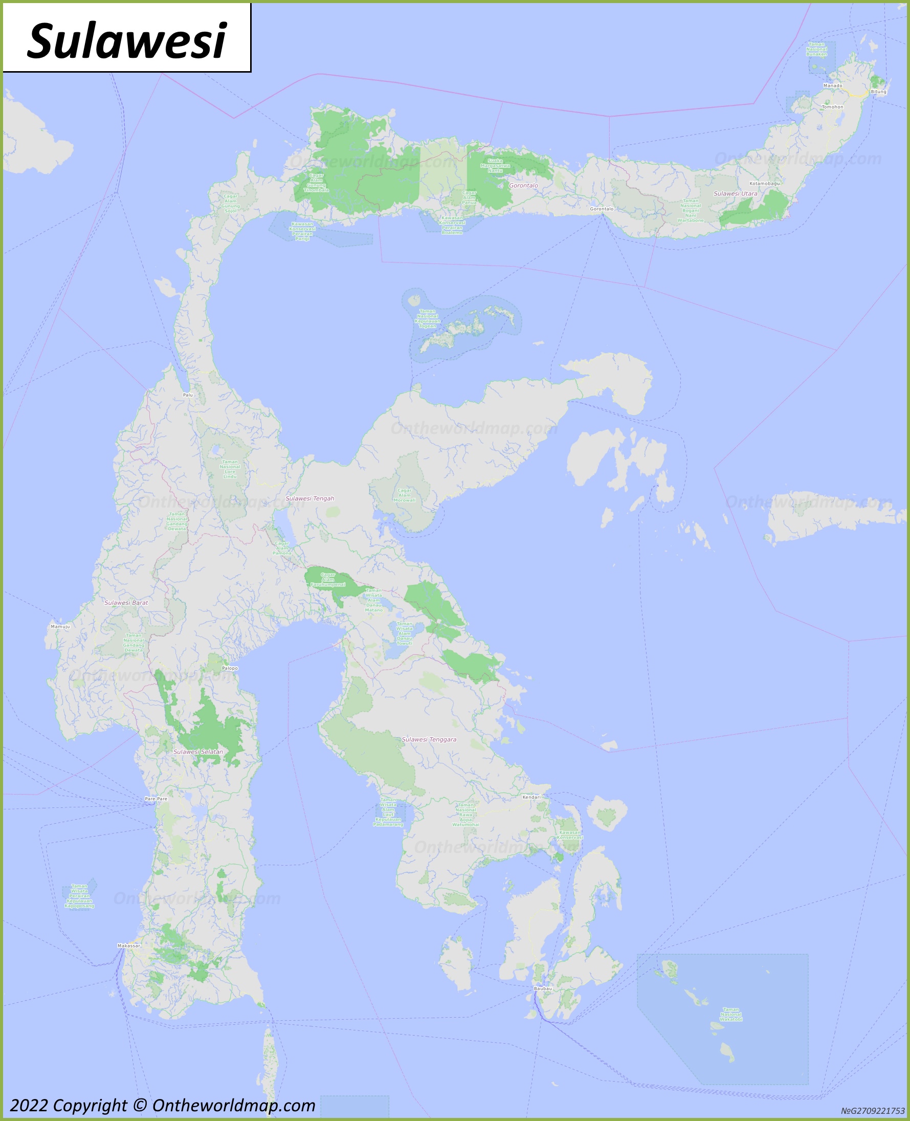 Map of Sulawesi Island