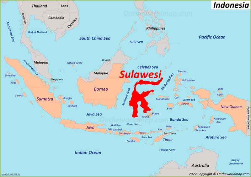 Sulawesi location on the Indonesia map