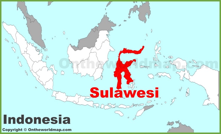 Sulawesi location on the Indonesia map