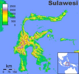 Sulawesi physical map