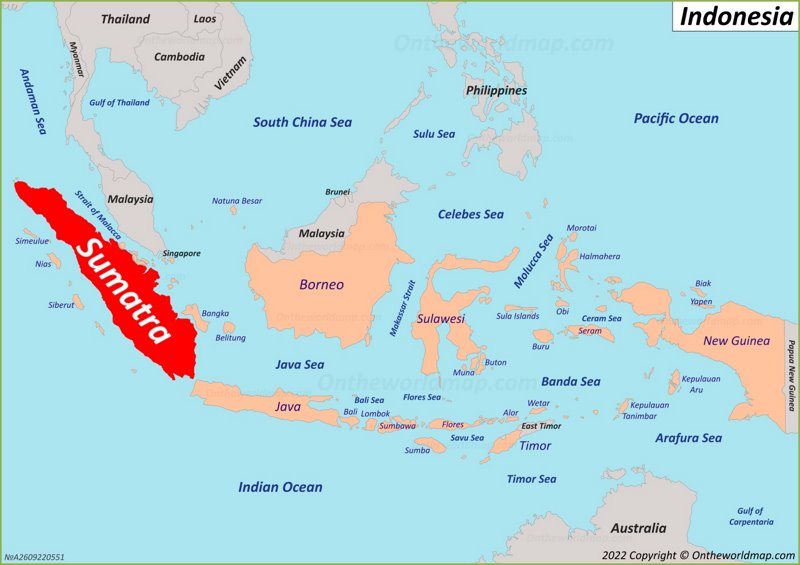 Sumatra location on the Indonesia map