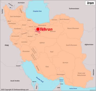 Tehran Location on the Iran Map
