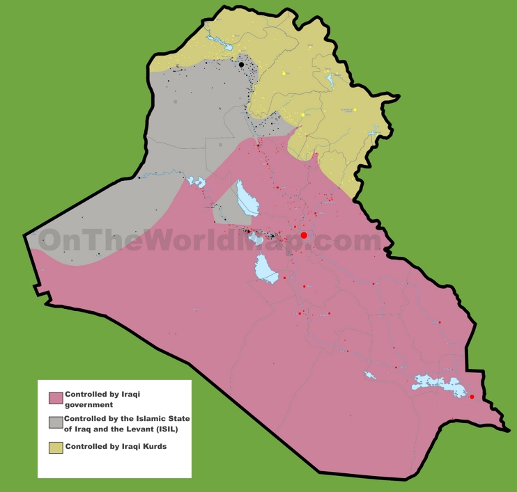 War devision territories map of Iraq