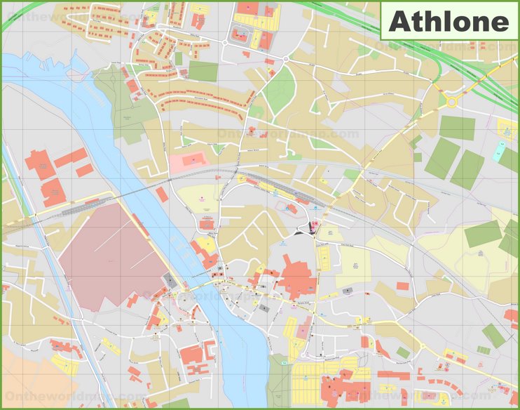 Large detailed map of Athlone