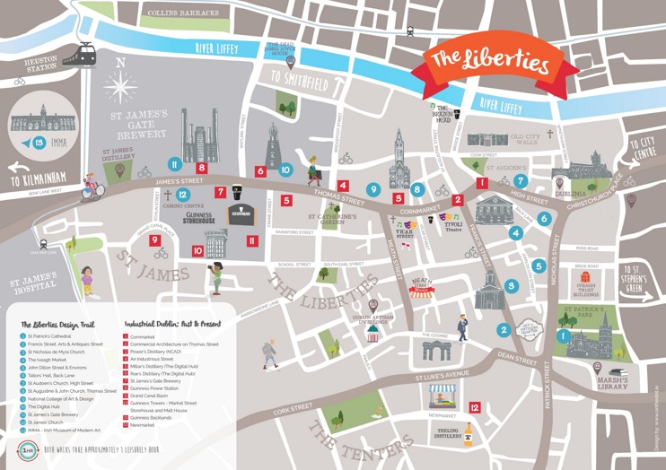 Dublin Libierties tourist attractions map