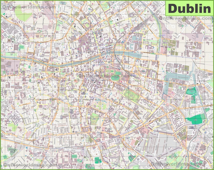 Large detailed map of Dublin