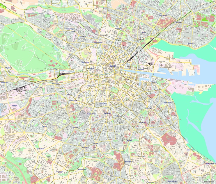 Large detailed tourist map of Dublin