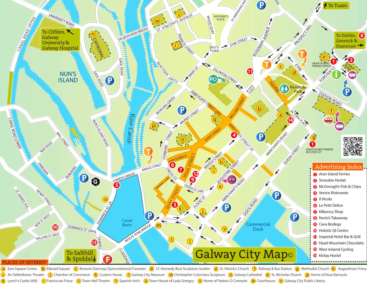 galway city tourist map