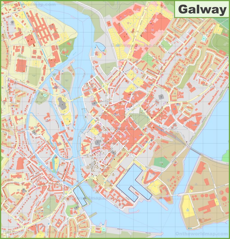 Large detailed map of Galway