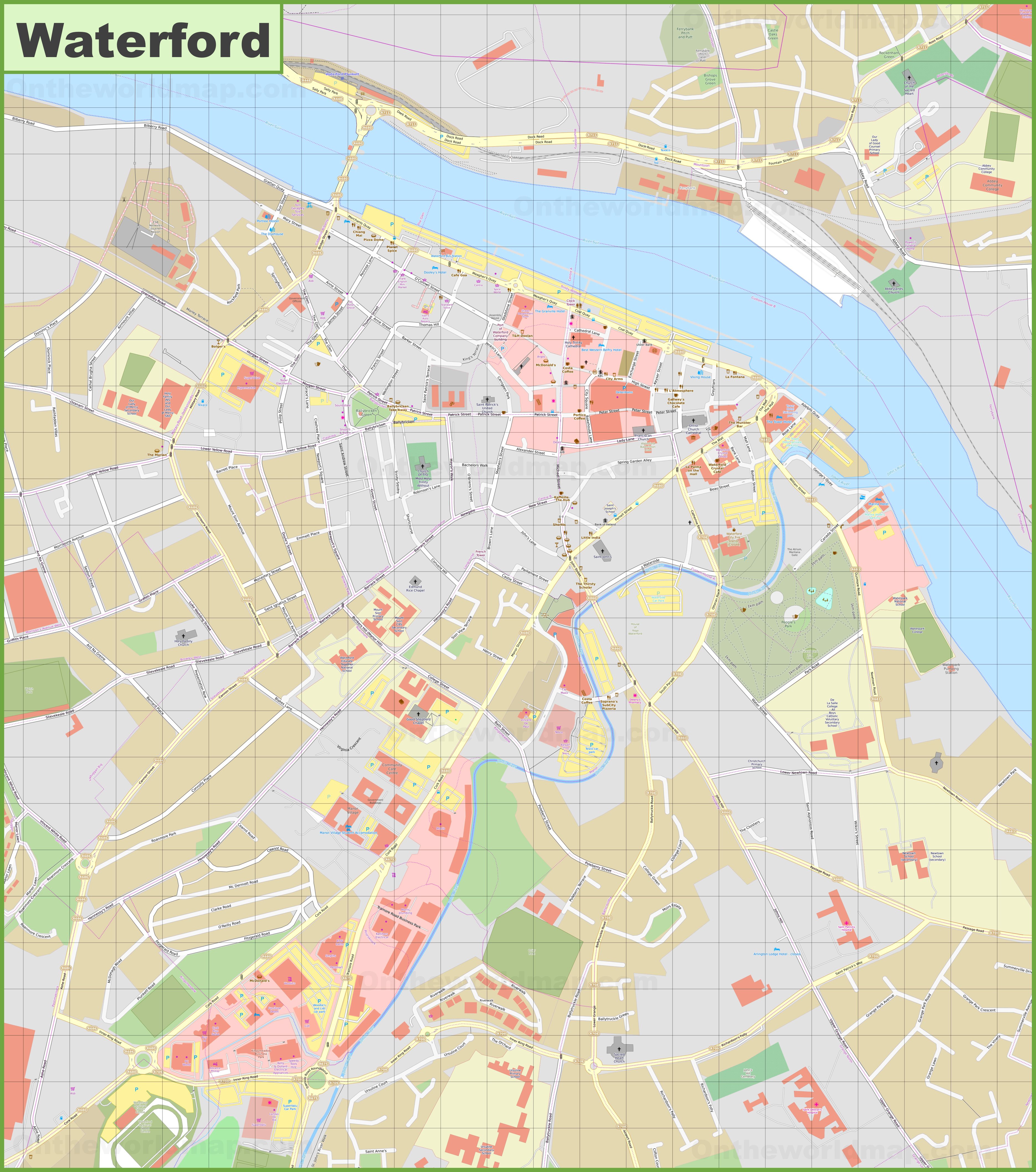 Large Detailed Map Of Waterford Ontheworldmap