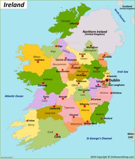Ireland Counties And County Towns Map
