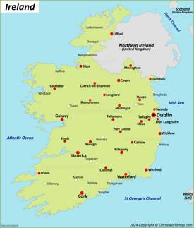 Map of Cities in Ireland