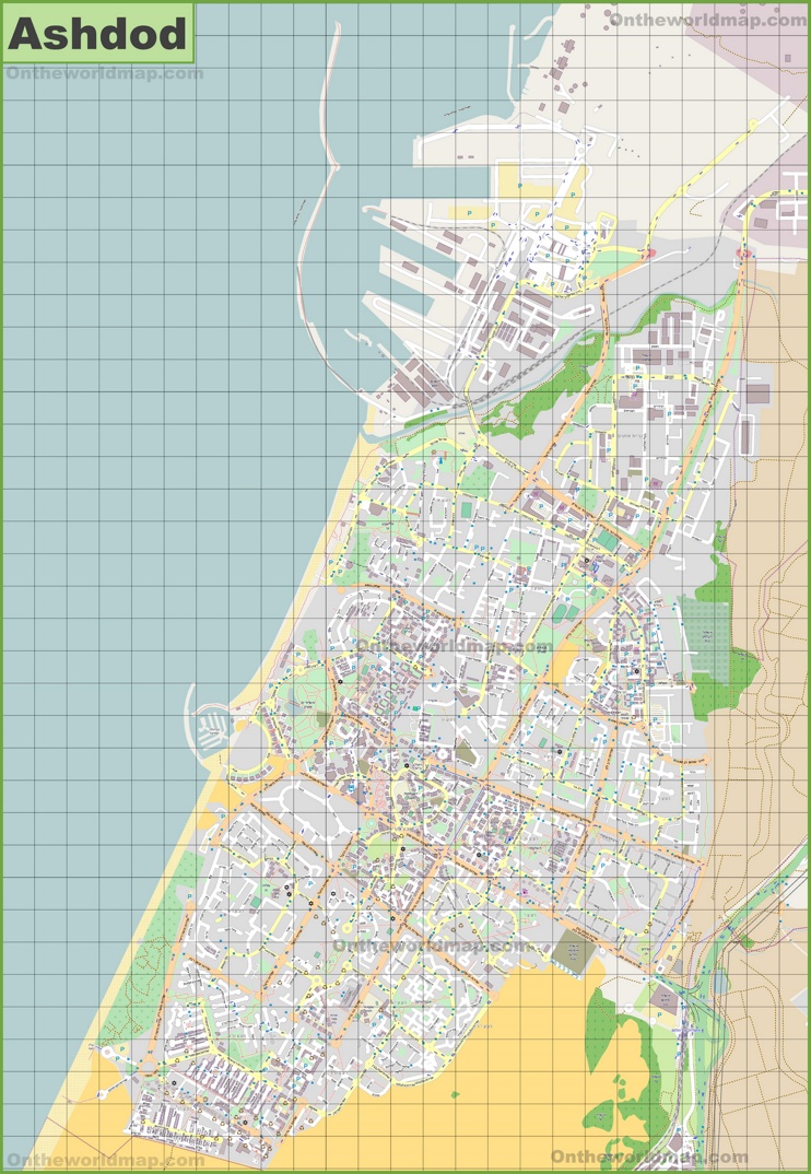 Large detailed map of Ashdod