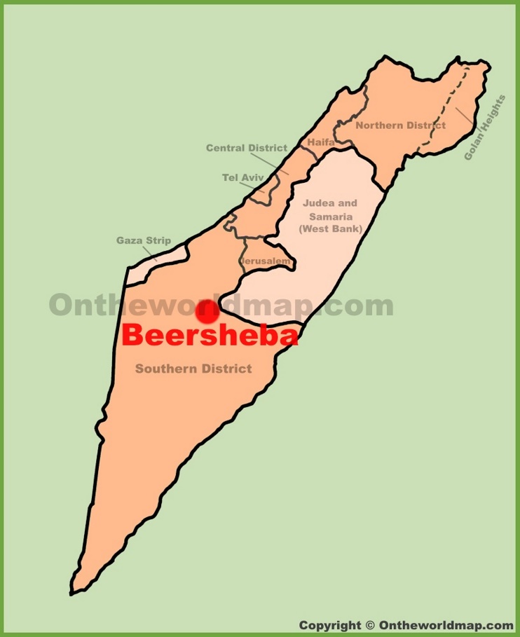 Beersheba location on the Israel Map