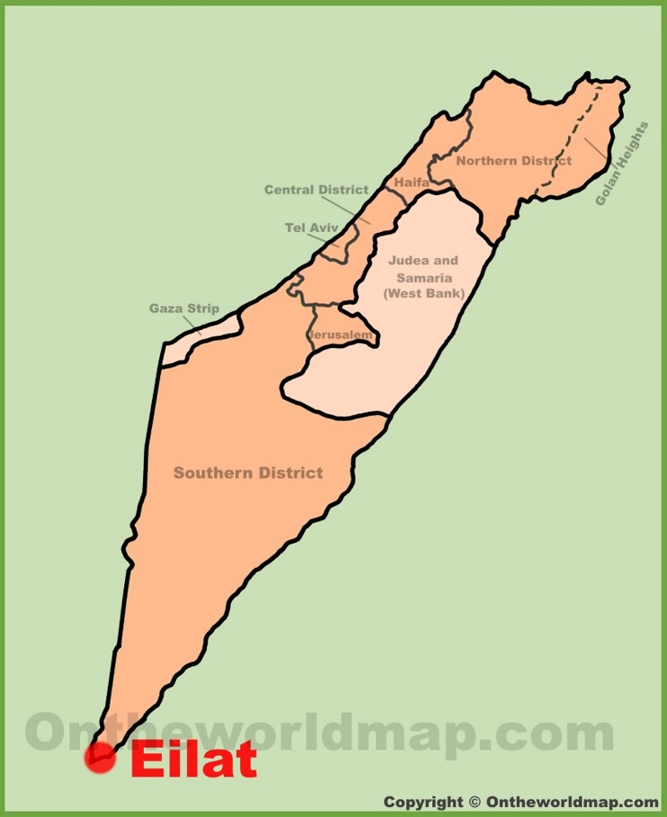 Eilat location on the Israel Map