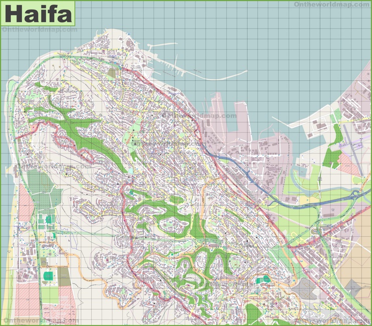 Large detailed map of Haifa