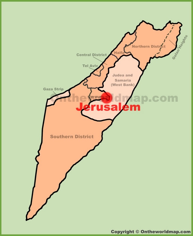 Jerusalem location on the Israel Map