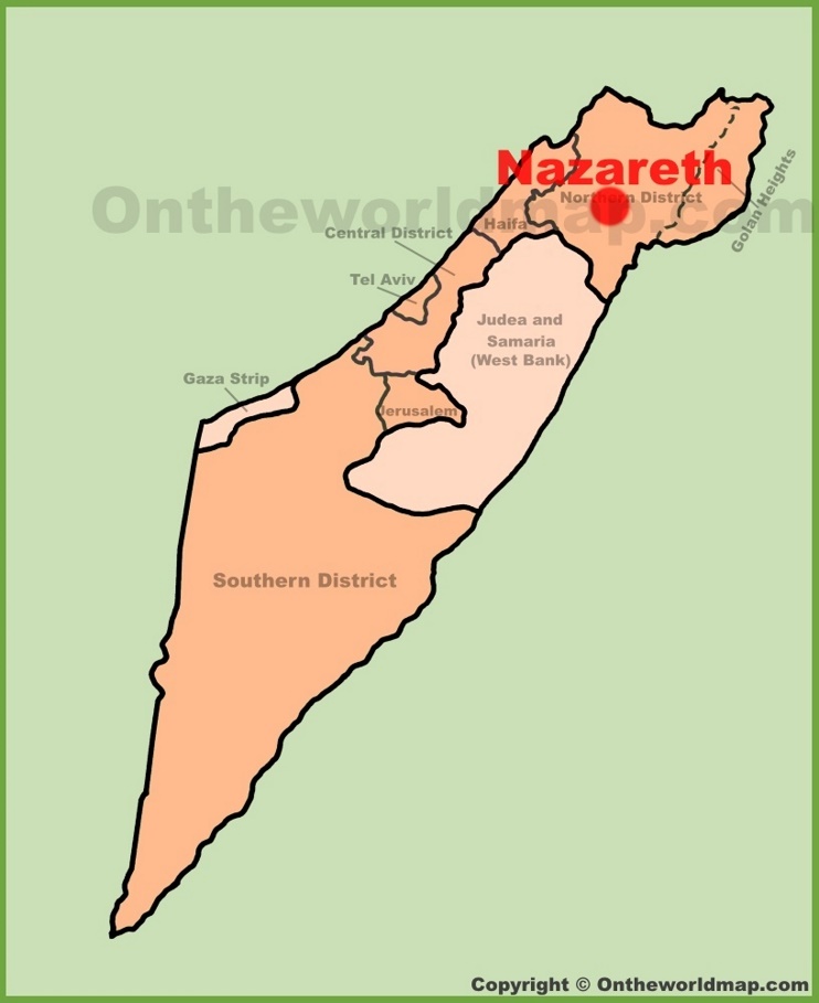 Nazareth location on the Israel Map