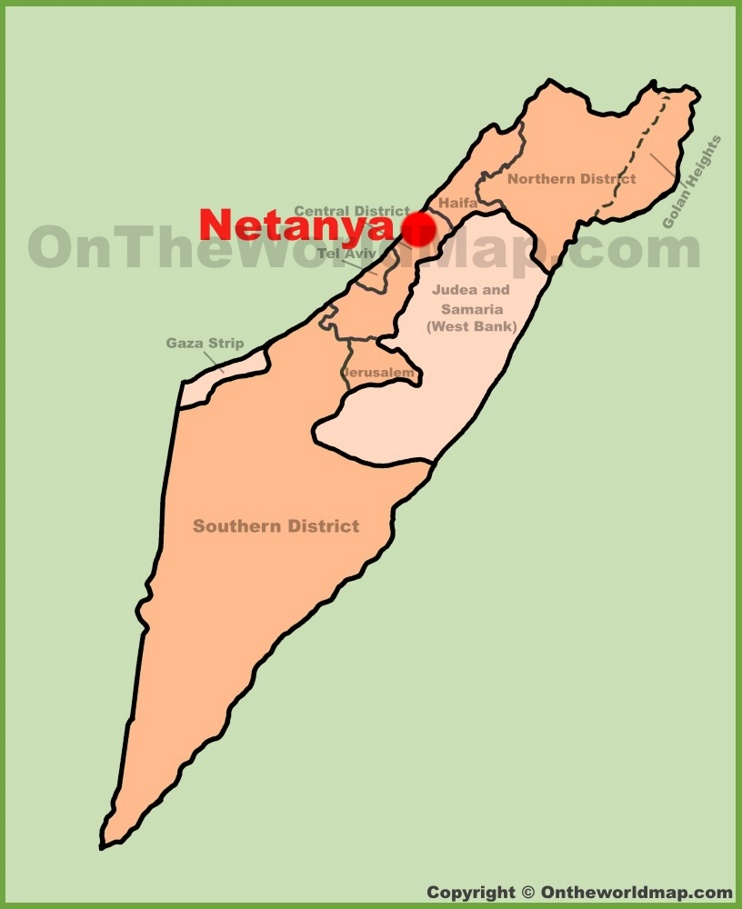 Netanya location on the Israel Map