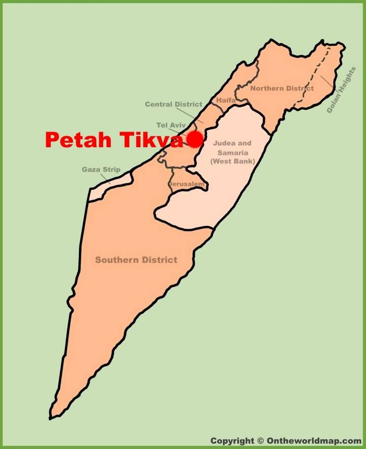 Petah Tikva location on the Israel Map