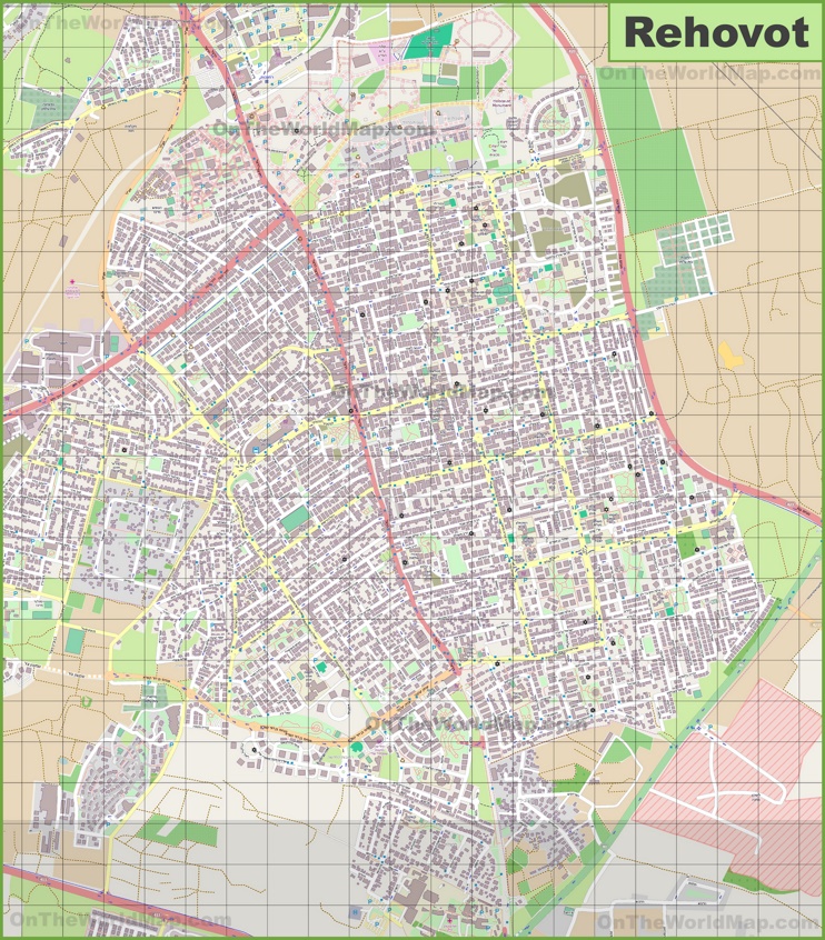 Large detailed map of Rehovot