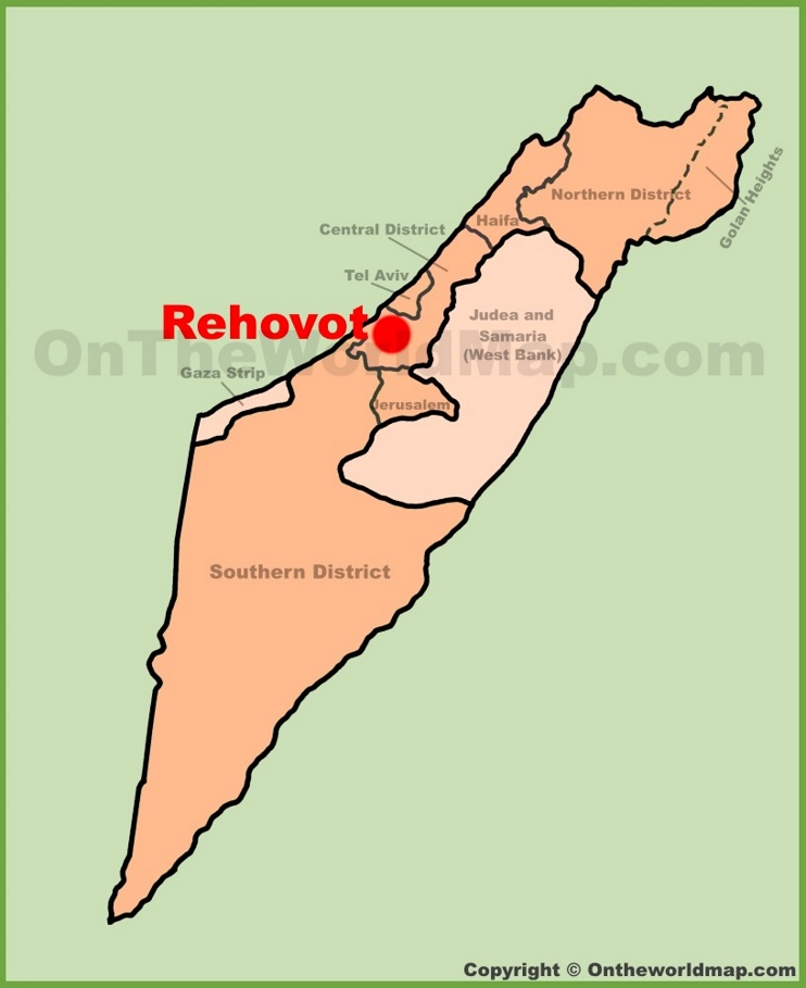 Rehovot location on the Israel Map
