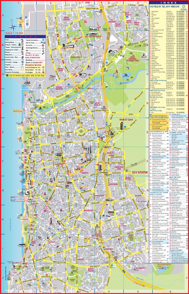 Tel Aviv tourist attractions map