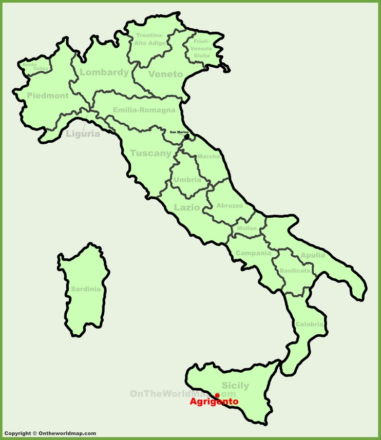 Agrigento sulla mappa dell'Italia