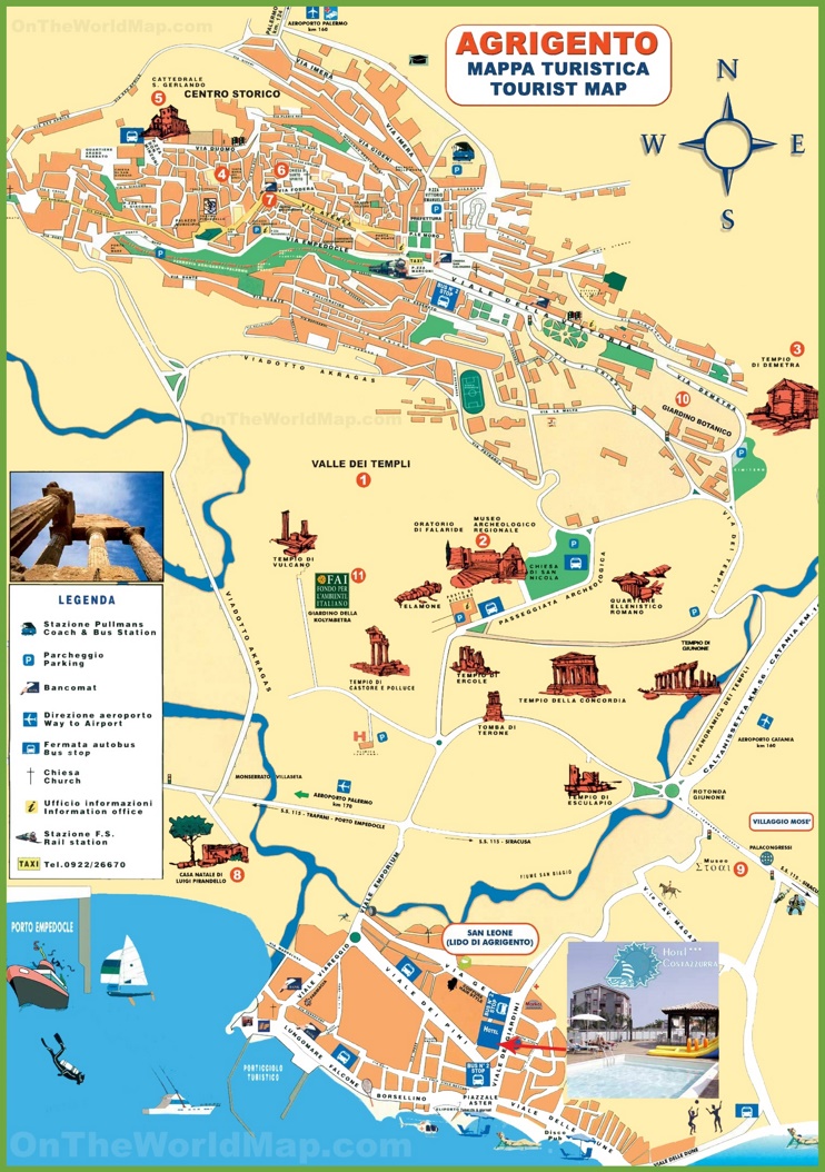 Agrigento tourist map