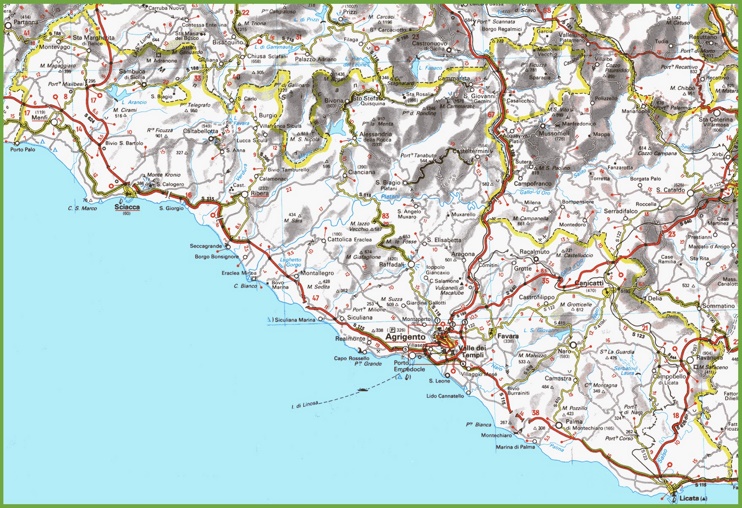 Mappa dei dintorni di Agrigento