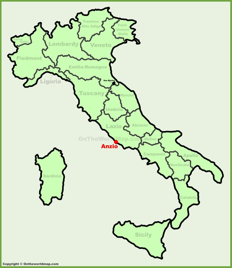 Anzio sulla mappa dell'Italia