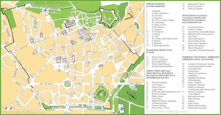 Arezzo tourist attractions map