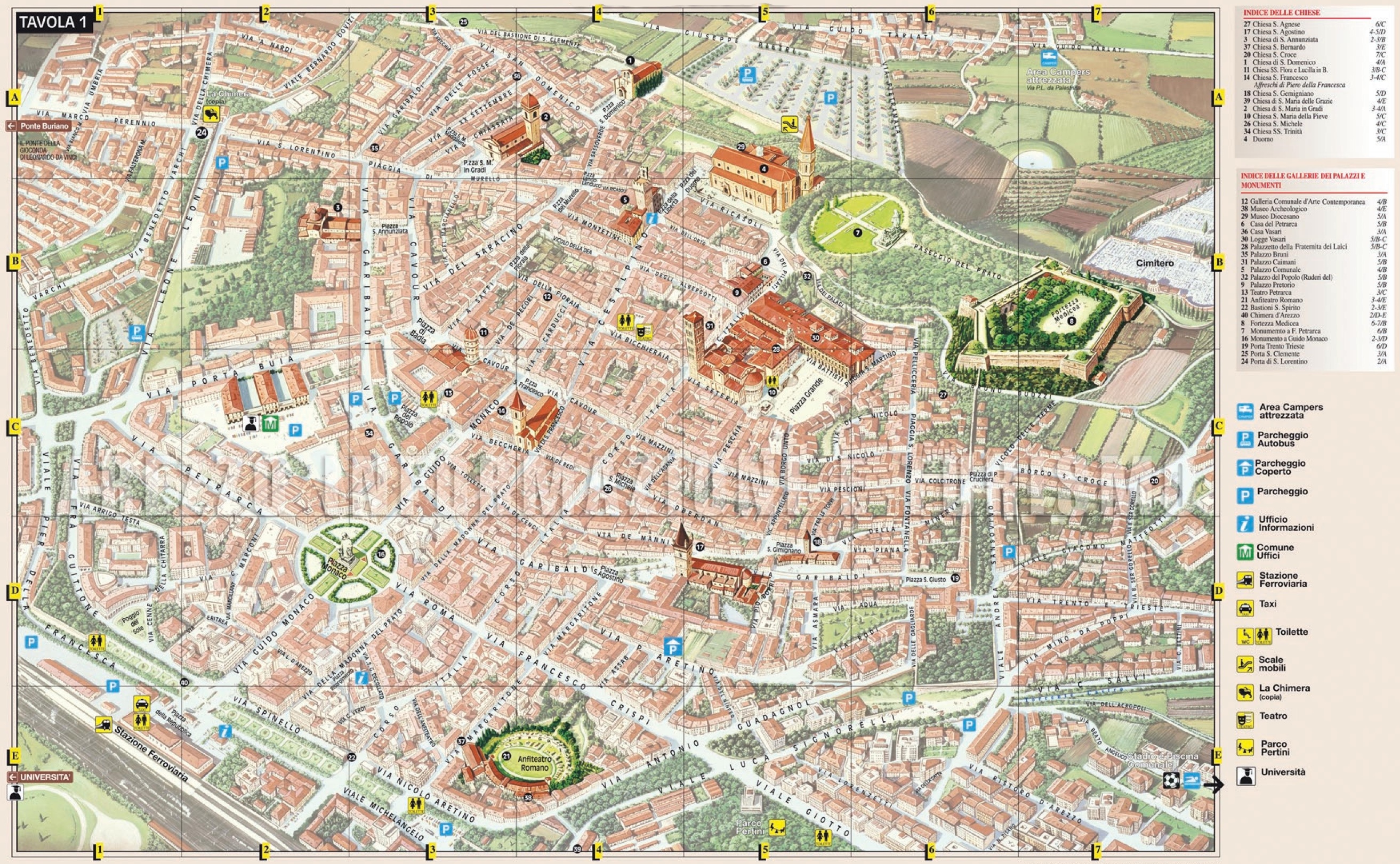 Arezzo Mappa Turistica