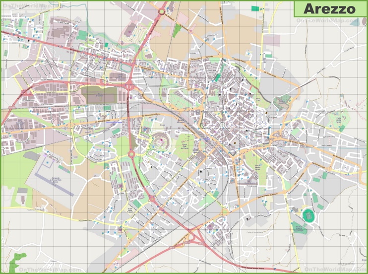 Large detailed map of Arezzo