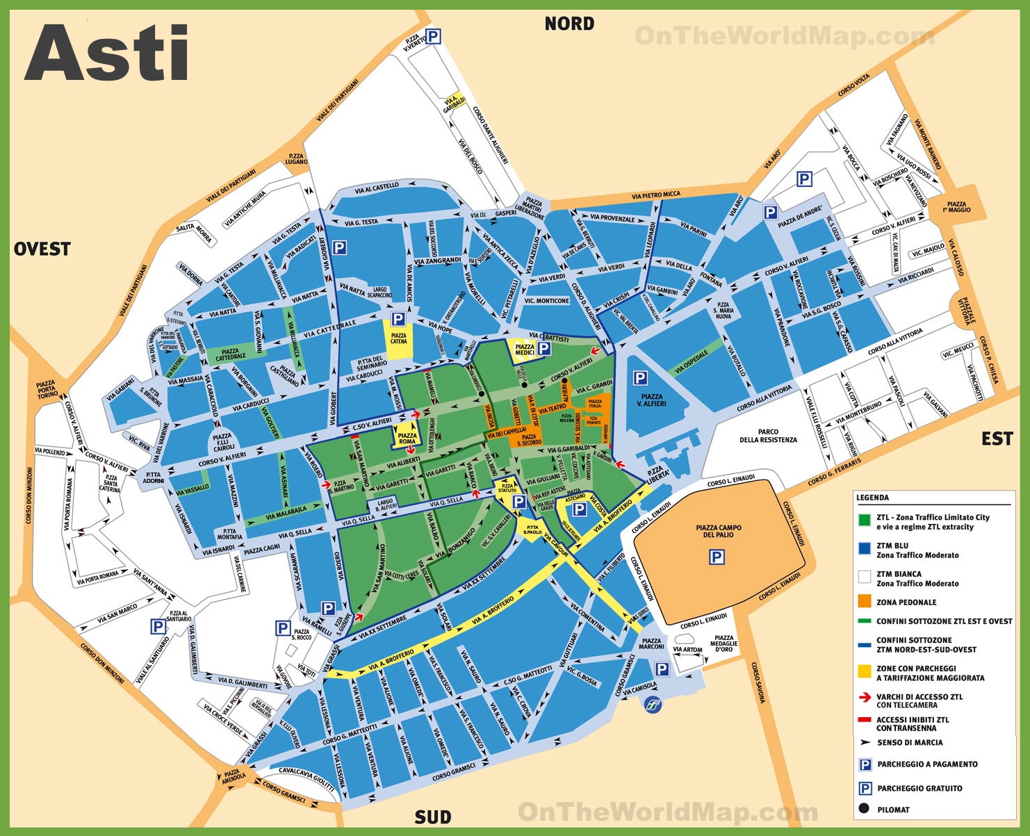 Asti Tourist Map Ontheworldmap