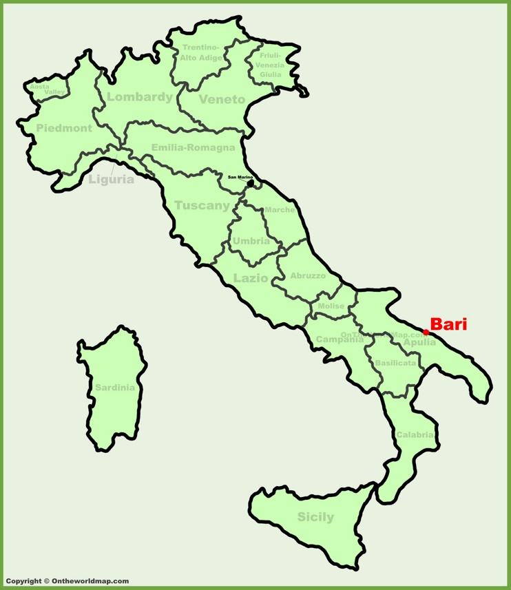 Bari location on the Italy map